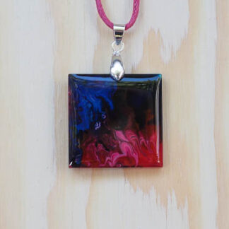 Pink and Blue Square Pendant