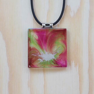 Pink and Green Fluoro Square Pendant