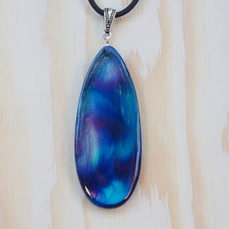 Blue teardrop resin pendant