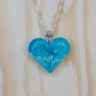 Blue and White resin heart shape pendant